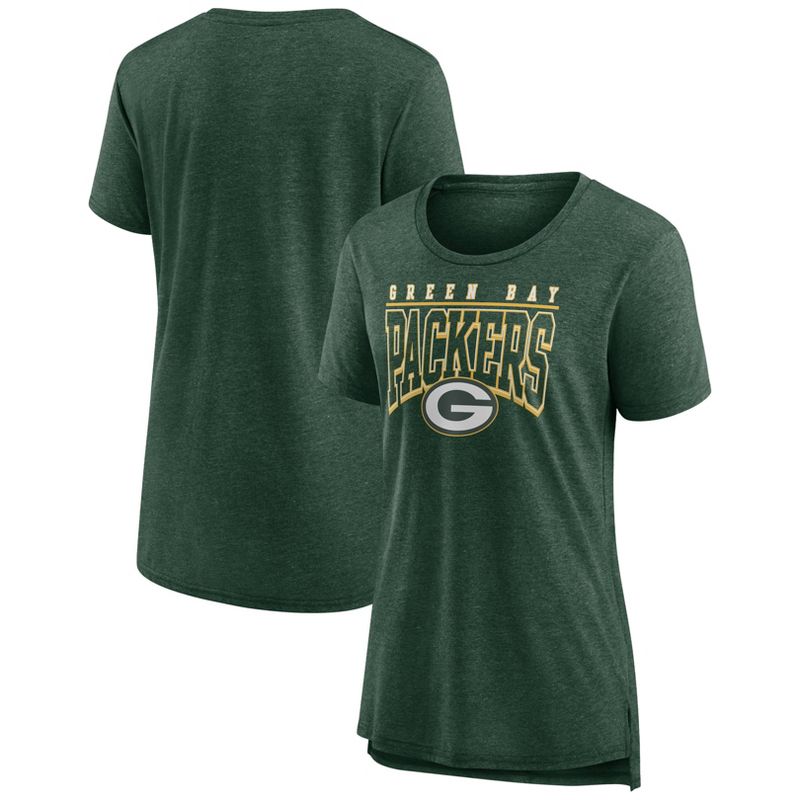 NFL Green Bay Packers Women&#39;s Champ Caliber Heather Short Sleeve Scoop Neck Triblend T-Shirt, 1 of 4