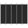 vidaXL 5-Panel Room Divider Black, Portable and Foldable Polyester Fabric Screen, Privacy Protector, Sunlight Blocker, Compact Storage, Easy Assembly - 3 of 4