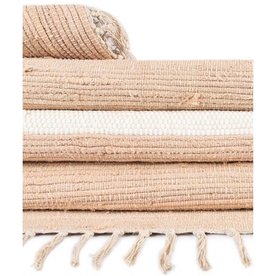 Handwoven Beige Braided Stripe Indoor Rug 6' x 9' - Earthy Easy Care