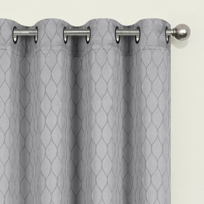 Gray Polyester Semi Sheer Grommet Window Panels