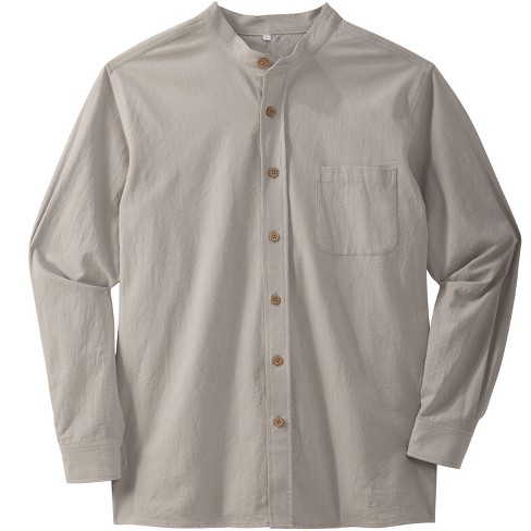 Kingsize Men's Big & Tall Gauze Mandarin Collar Button-down Shirt - Big ...