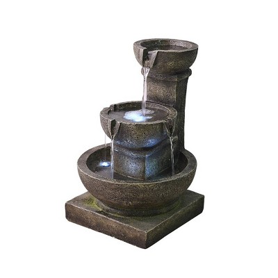 16.4" Relaxing Garden Fountain with LED Lights - Gray - Watnature