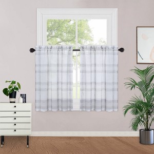 Buffalo Plaid Gingham Pattern Yarn-Dyed Short Curtains - 1 of 4