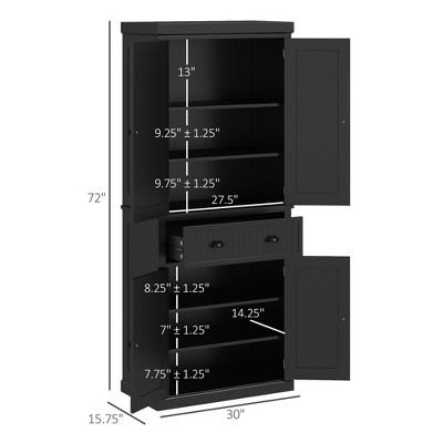 NicBex Storage Buffet Cabinet 72" Freestanding Kitchen Pantry Floor Sideboard Cabinet with 4 Doors, Drawer and 3 Adjustable Shelves