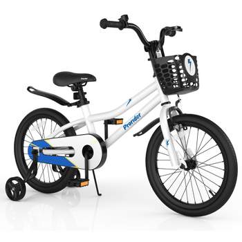 Prorider 18'' Kid's Bike with Removable Training Wheels & Basket for 4-8 Years Old  White/Blue/Red/Skyblue