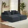 Convertible Sectional Sofas Compressible Double Chaise Lounge ¨C No Assembly Required, Fluffy Modern Sleeper Loveseat for Living Room - 2 of 4