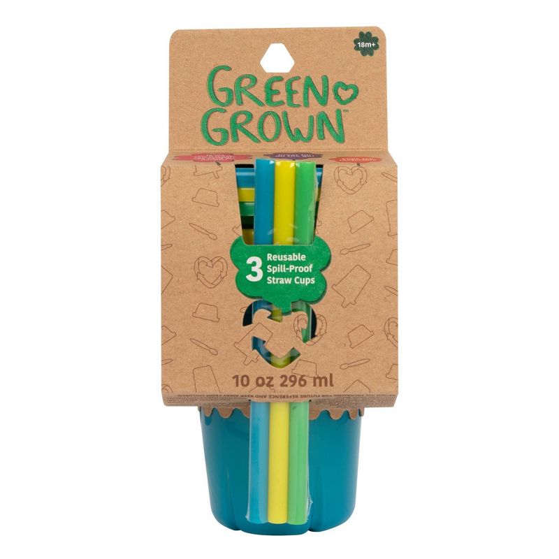 The First Years GreenGrown Reusable Spill-Proof Straw Toddler Cups - Blue - 3pk/10oz, 4 of 10