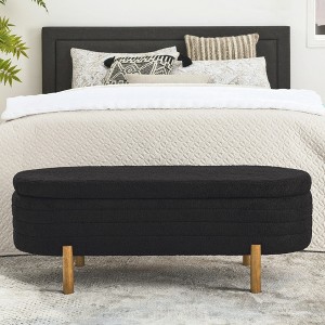 CAVINAS Oval Foam Storage Ottoman Bench with Rubberwood Legs,Upholstered Storage Ottoman,Storage Bench for Living Room,Bedroom - 1 of 4