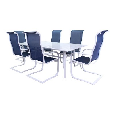 Courtyard Casual Santa Fe 7 pc Spring Sling 84" Rectangle Dining Set  Includes one Rectangle table and 6 Spring Chairs
