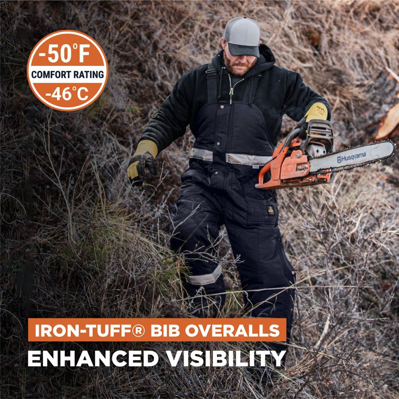 RefrigiWear Men's Iron-Tuff Enhanced Visibility Insulated High Bib Overalls with Reflective Tape, 2 of 7