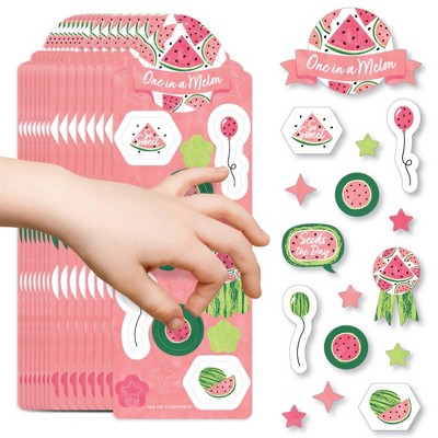 Big Dot of Happiness Sweet Watermelon - Birthday Party Favor Kids Stickers - 16 Sheets - 256 Stickers