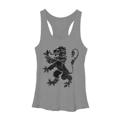Women's Design By Humans Black Lion Rampant By Snazzygaz Racerback Tank Top