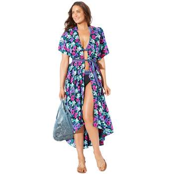 Swimsuits for All Women's Plus Size Chloe Tie-Front Cover Up Duster