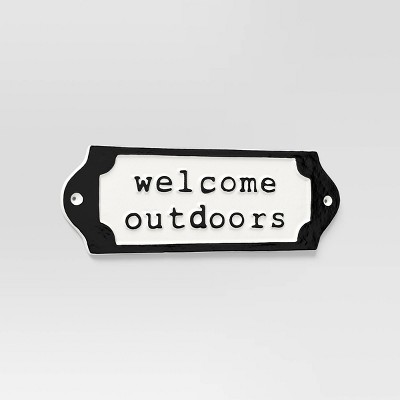 Black and White Cast Aluminum Outdoor Welcome Sign