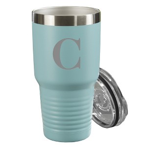 Personalization Mall Personalized Initial Vacuum Insulated Stainless Steel Tumbler, Teal, 30 oz. - 1 of 1