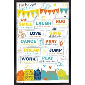 Trends International I'm Happy Framed Wall Poster Prints - 1 of 4