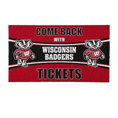 Evergreen Come Back with Tickets University of Wisconsin-Madison 28" x 16" Woven PVC Indoor Outdoor Doormat