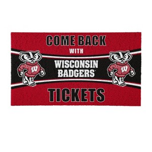 Evergreen Come Back with Tickets University of Wisconsin-Madison 28" x 16" Woven PVC Indoor Outdoor Doormat - 1 of 4