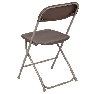 Hercules Series 650LB Capacity Brown Plastic Folding Chair - 2 Pack