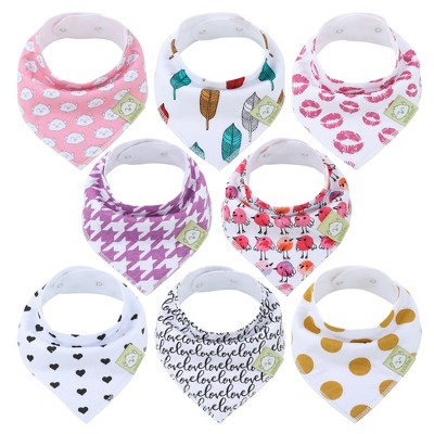 Image of 8pk Organic Baby Bandana Bibs, Baby Drool Bibs for Baby Boy, Girl, Baby Bibs for Infant, Newborn  (Bold Bravery)