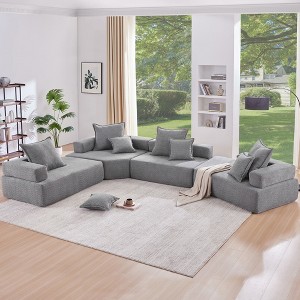 Whisen Oversized Modular Pieces for Convertible Luxury Boucle Floor Couch, 4 Shapes Available - 1 of 4
