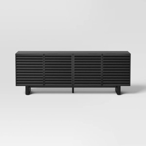 Fluted TV Stand for TVs up to 55" Black - Threshold™: Entertainment Center with Adjustable Shelves - 1 of 4