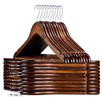 HOUSE DAY Wooden Hangers Solid Wood Coat Hangers 360°Swivel Chrome Hook