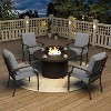 ALAULM 5 Piece Metal Outdoor Patio Furniture Set with Round Fire Pit Table, 4 Fixed Chairs with Thick Cushion and 40000 BTU Fire Pit Table, Grey - 2 of 4