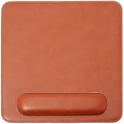 Stockroom Plus Computer Mouse Pad Mousepad with Wrist Rest Support, Brown PU Leather Office Desk Accessories