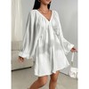 Women's V-Neck Mini Dress Long Lantern Sleeve Loose Fit Dress Open Back Dress - 2 of 3