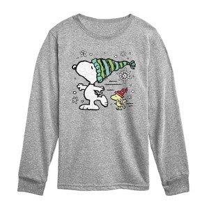 Boys' - Peanuts - Snoopy Woodstock Skate Long Sleeve Graphic T-Shirt - 1 of 4