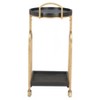 Bar Cart 34.8"H Black – Oak Wood Shelves with Gold Steel Frame, Modern Round Rolling Storage Cart By Zuo Modern - 4 of 4