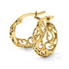 Black Bow Jewelry Ornate Tapered Round Hoop Earrings in 14k Yellow Gold, 16mm (5/8 Inch) - 3 of 4