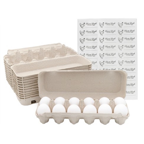 MT Products Natural Pulp Paper Egg Cartons Flats Holds 30 Eggs - Pack of 15