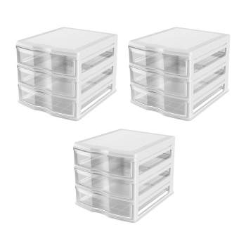 Life Story 3 Drawer Stackable Shelf Organizer Plastic Storage Drawers for Bathroom Storage, Make Up, Or Pantry Organization, White (3 Pack)