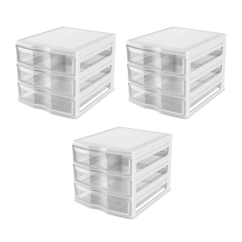 Life Story 3 Drawer Stackable Shelf Organizer Plastic Storage Drawers for Bathroom Storage, Make Up, Or Pantry Organization, White (3 Pack), 1 of 6