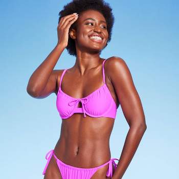 Women's Cowl Neck Longline Bralette Bikini Top - Wild Fable™ Pink