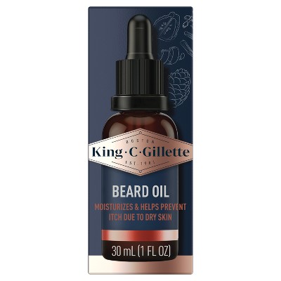 King C. Gillette Men's Beard Oil with Argan Oil - 1 fl.oz: For All Hair Types, Normal Skin, Bergamot and Cedar Scent