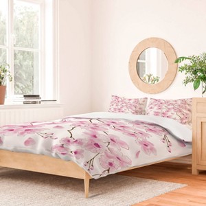Deny Designs Melly Terpening Cherry Blossom In White King Duvet and Sham Set (2-3pc Set) - 1 of 4