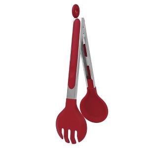 Unique Bargains Non-stick Silicone Round Head Stainless Steel Kitchen Tongs for Cooking 1 Pc - 1 of 4