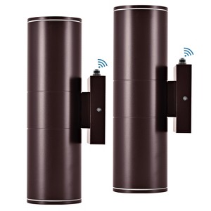 DAKAFUL Dusk to Dawn Outdoor Wall Light, Sensor Porch Lights, Waterproof Exterior Fixtures Wall Mount for Porch/Patio/Yard(2-PACK&Brown) - 1 of 4