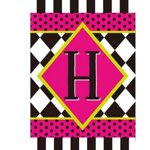 Briarwood Lane Everyday Garden Flag 12x18 For Outdoor Neon Checkerboard Monogram - H Garden Flag Flags For Outside - 1 of 4