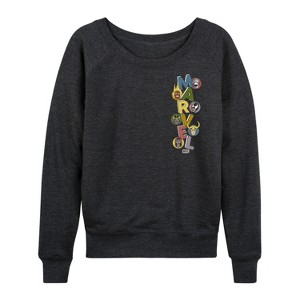 Women's - Marvel - Marvel Villains Stacked Lightweight French Terry Wide Neck Long Sleeve Graphic Shirt - 1 of 4