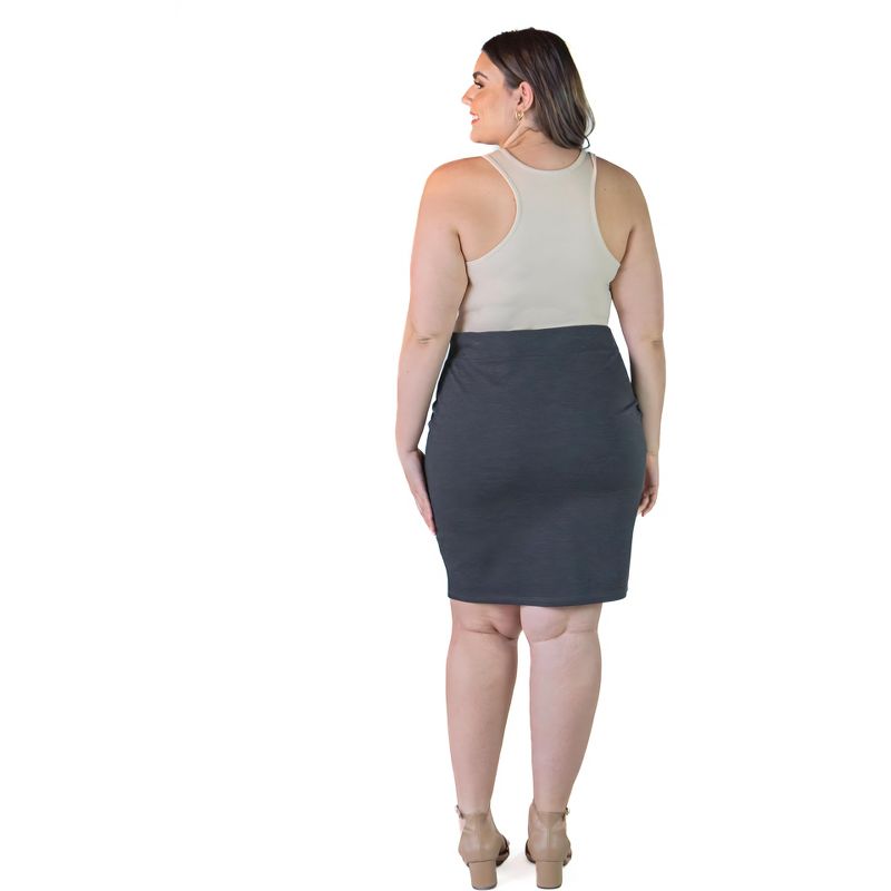 Plus Size Elastic Waistband Knee Length Skirt, 2 of 7