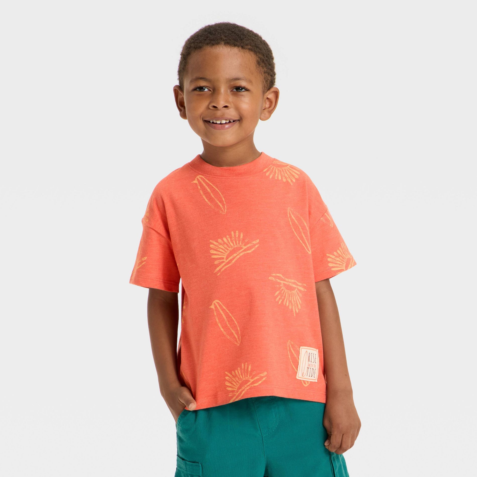 Toddler Boys' Surf Twill Patch Oversized T-Shirt - Cat & Jack™ Orange 2T