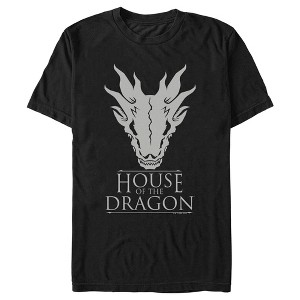 Men's Game of Thrones: House of the Dragon White Dragon Skull Logo T-Shirt - 1 of 4