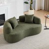 Okak Boneless Cloud Floor Sofa Curved Loveseat with Pillows,Teddy Velvet Fabric Futon Couch for Living Room,Apartments - 4 of 4