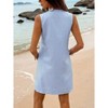 Women's Summer Striped V - Neck Sleeveless Dress Grommet Straps and Pocket Design - 4 of 4