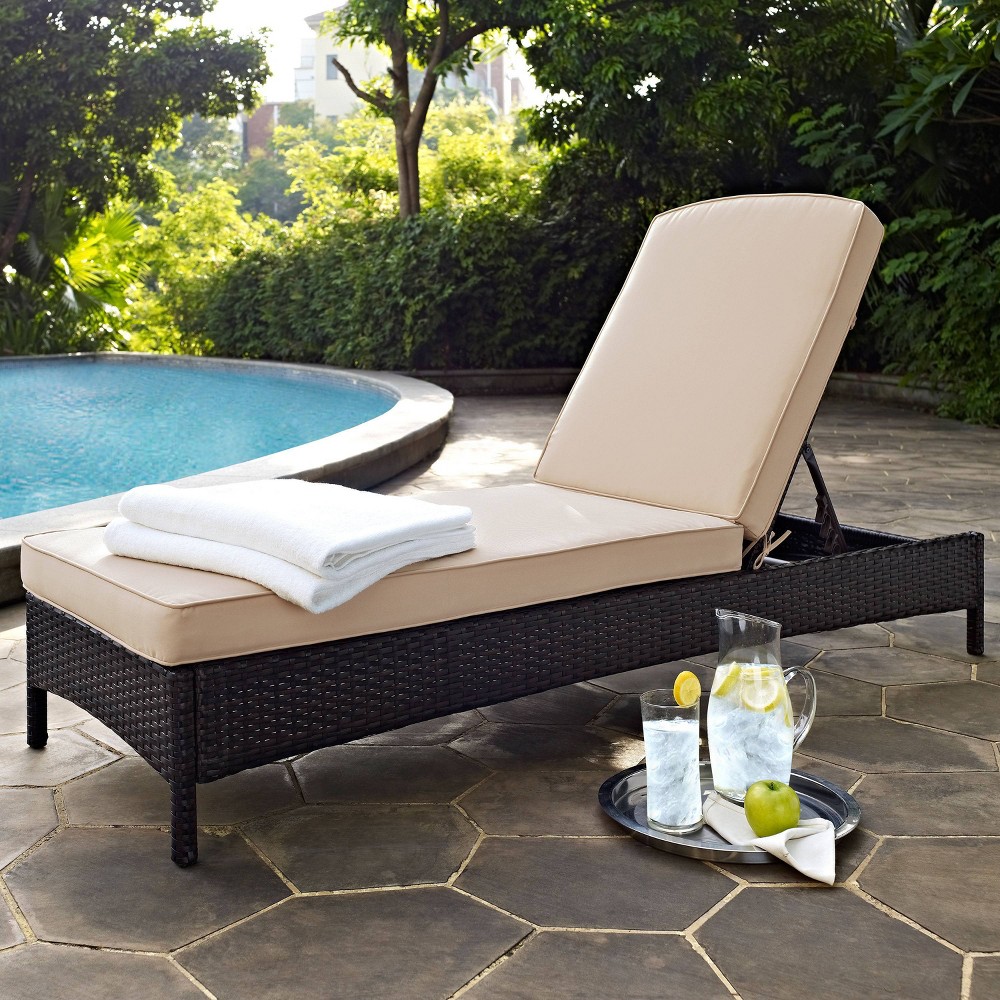 Photos - Garden Furniture Crosley Palm Harbor Outdoor Wicker Chaise Lounge - Sand/Brown  