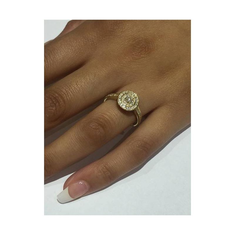 Pompeii3 1/2ct Diamond Double Halo Engagement Ring 10K Yellow Gold, 4 of 6
